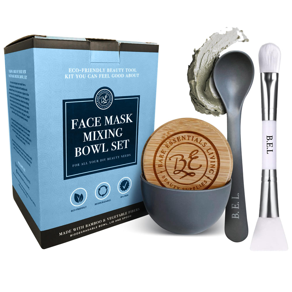 Bare Essentials Living clay face mask bowl with bamboo lid, ideal for DIY skincare sessions.