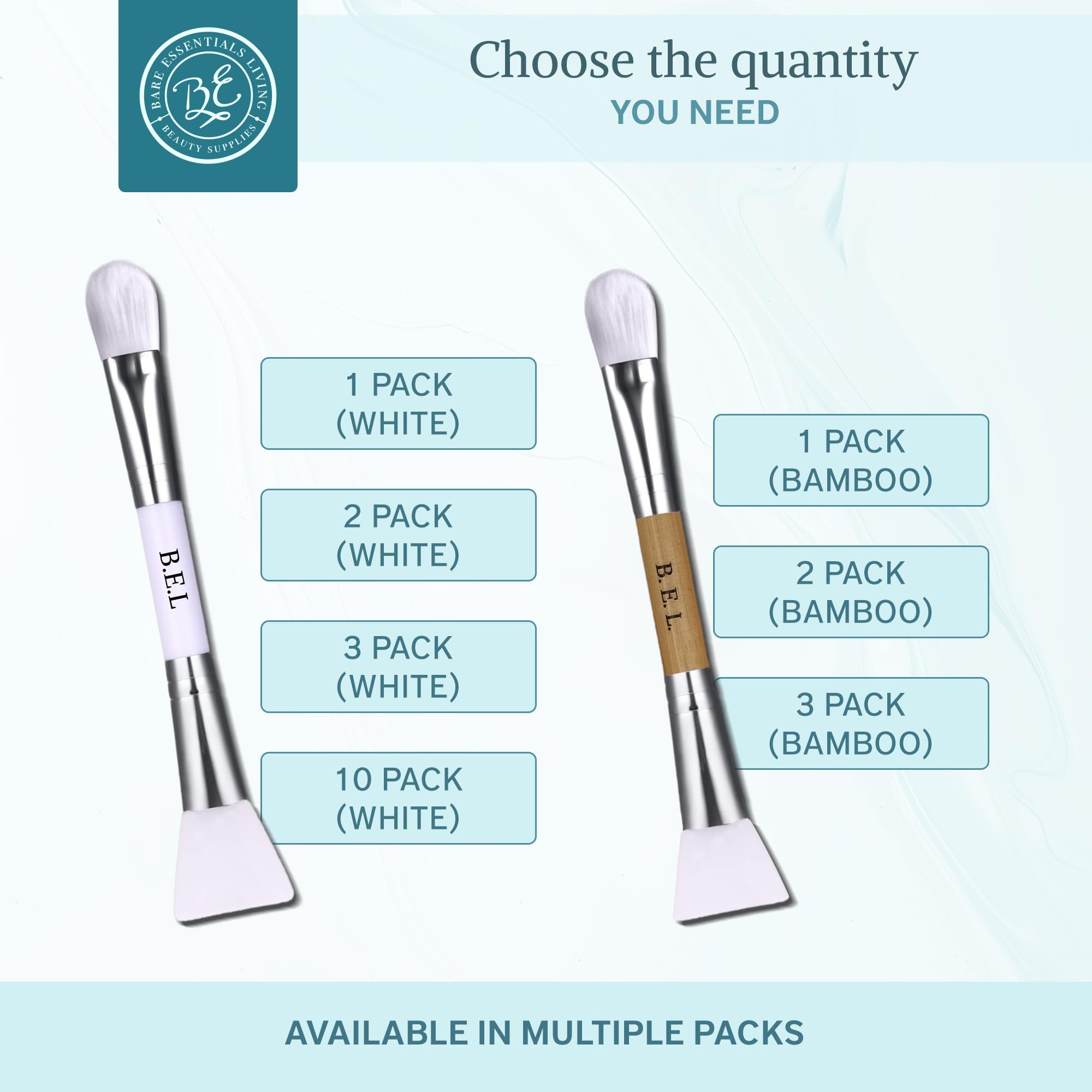 Bare Essentials Living durable brush designed for daily face mask applications.