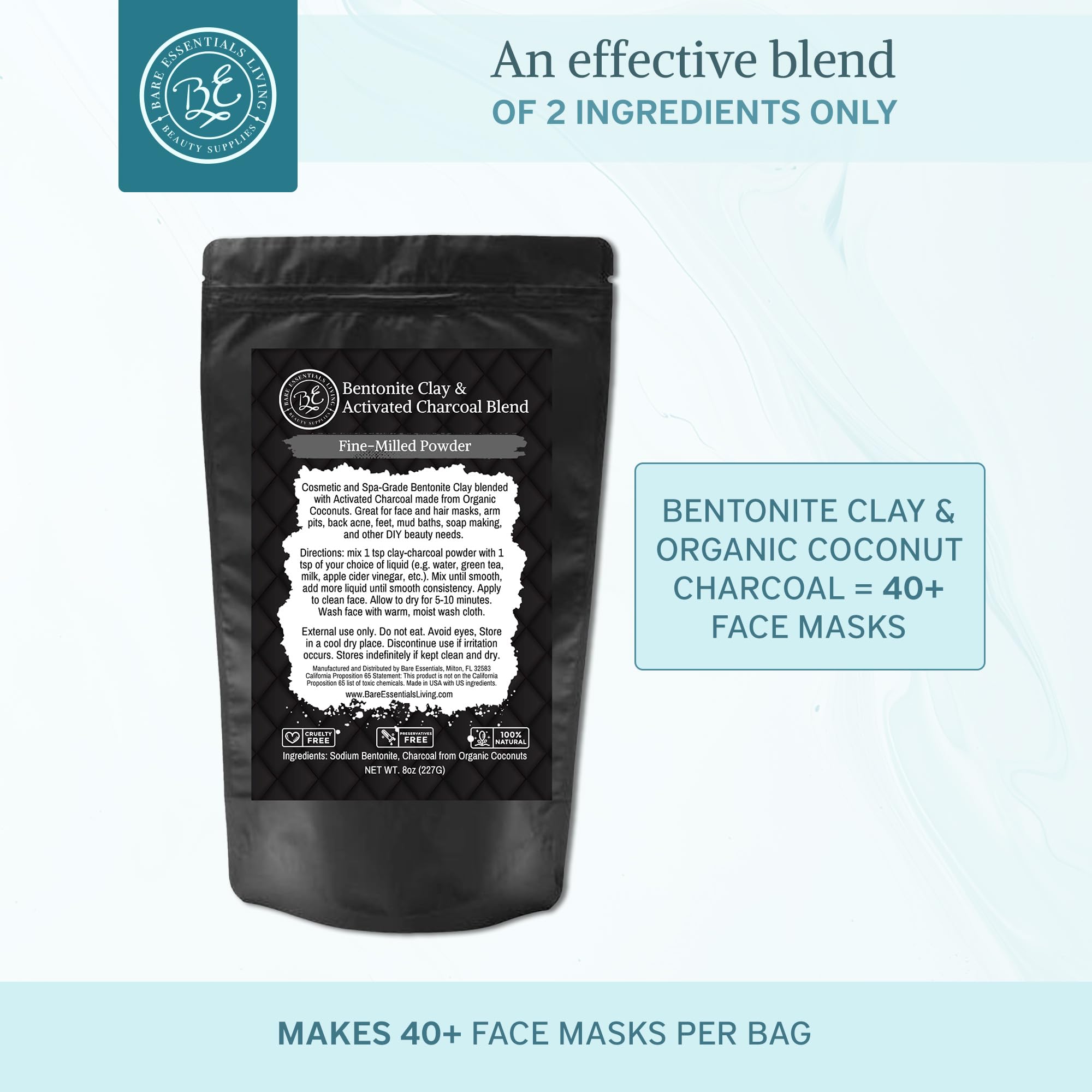 Bare Essentials Living at-home spa kit with clay and charcoal blends