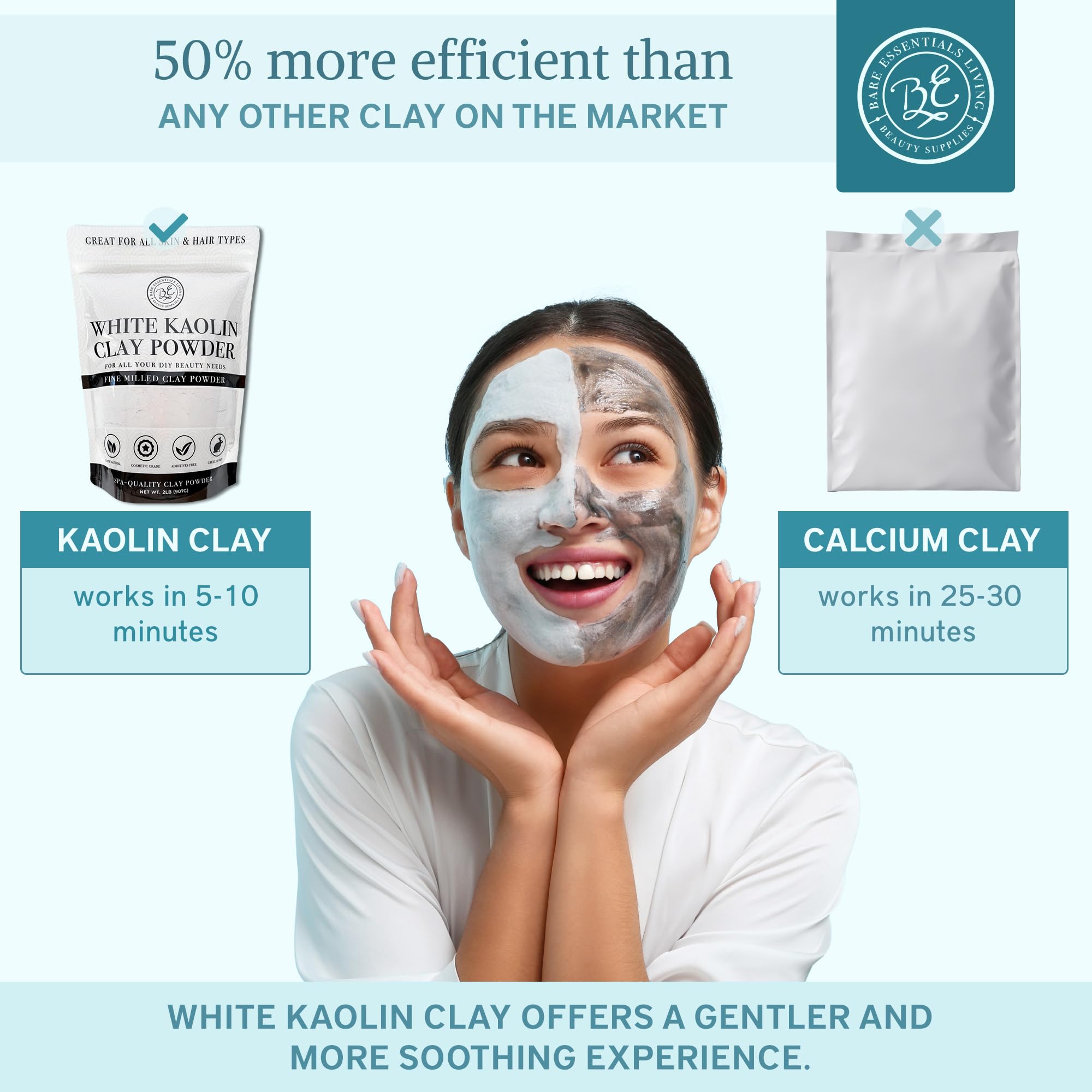 Bare Essentials Living kaolin clay as deodorant base for natural care.