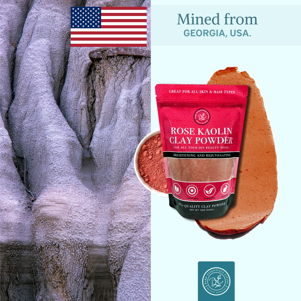 Bare Essentials Living pink kaolin clay cosmetic use enables gentle, versatile skincare and colorant DIYs.