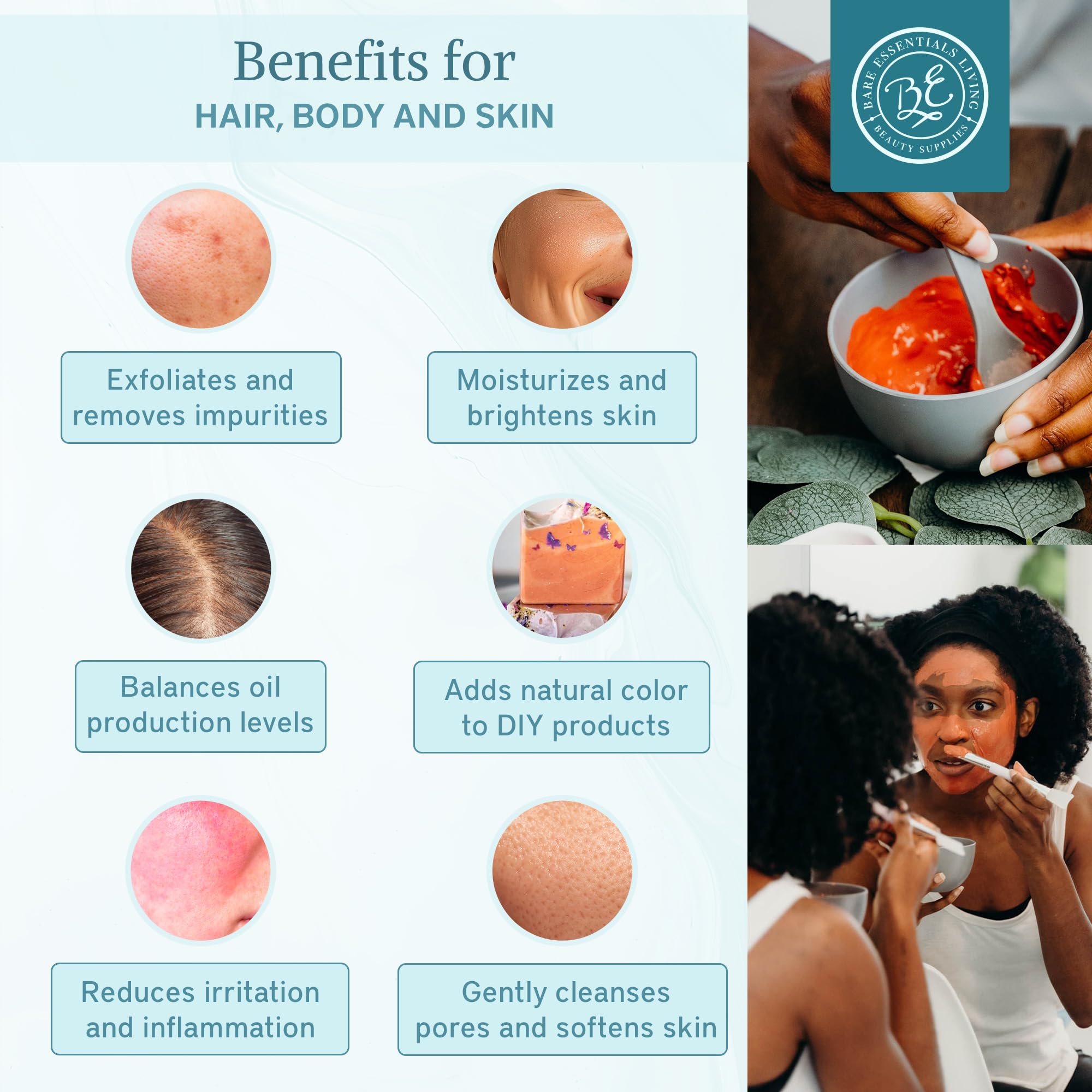 Bare Essentials Living pink kaolin clay for soap making inspires colorful, gentle cosmetic creations.