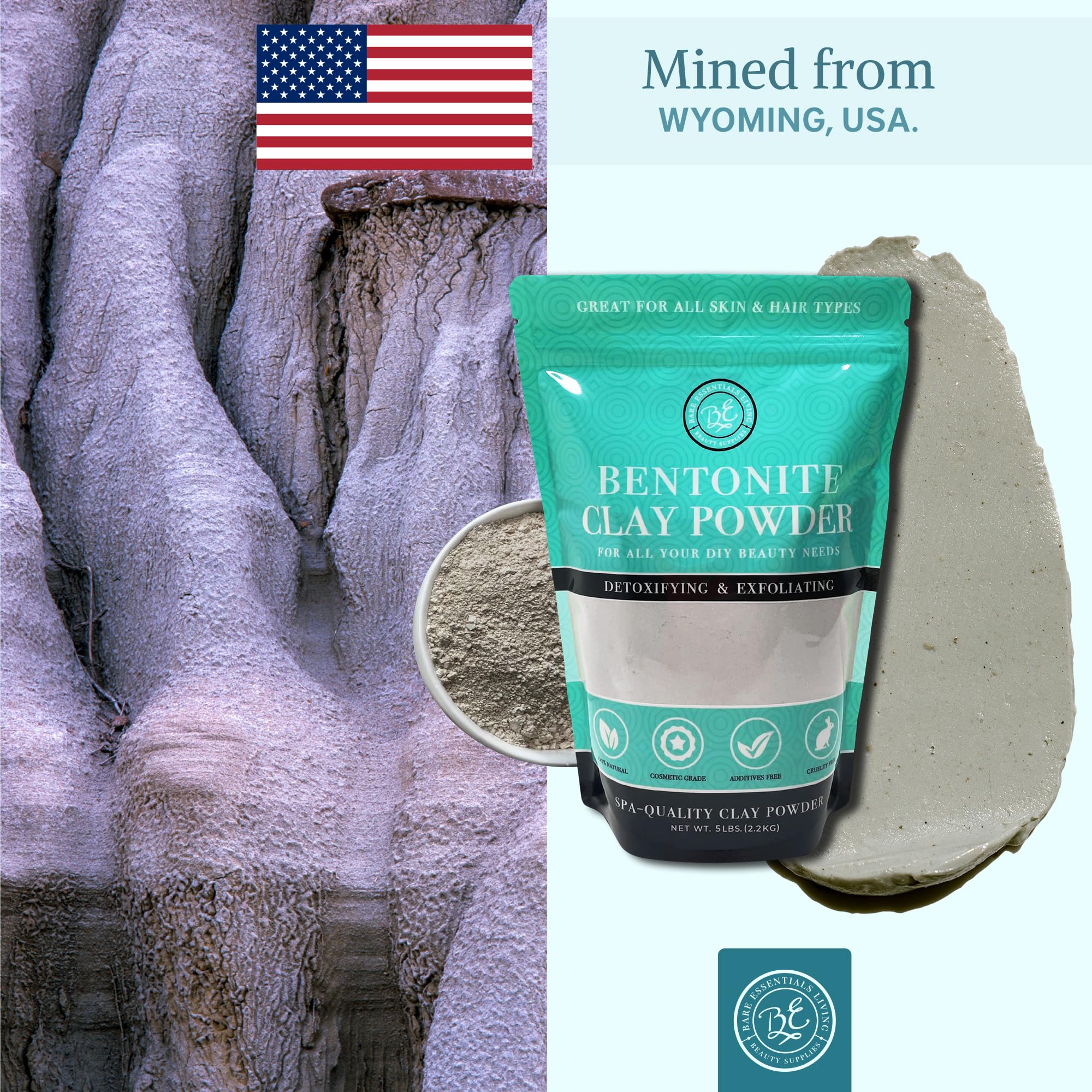 Bare Essentials Living Wyoming-sourced clay for cosmetic and diy projects.