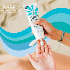 Bare Republic packaging shows clean ingredients and light, quick-absorb formula.