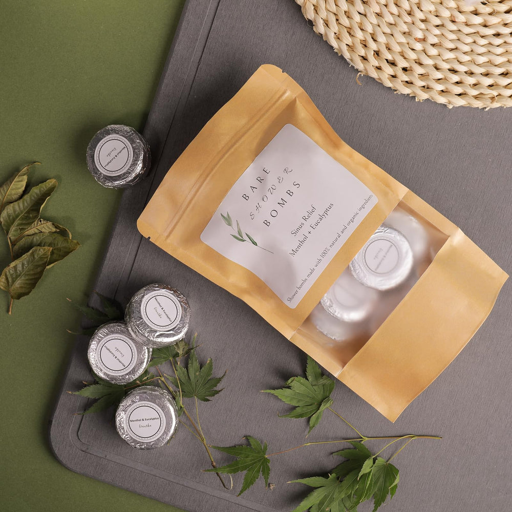 Bare Shower Bombs kaft bag packaging highlights premium vibe