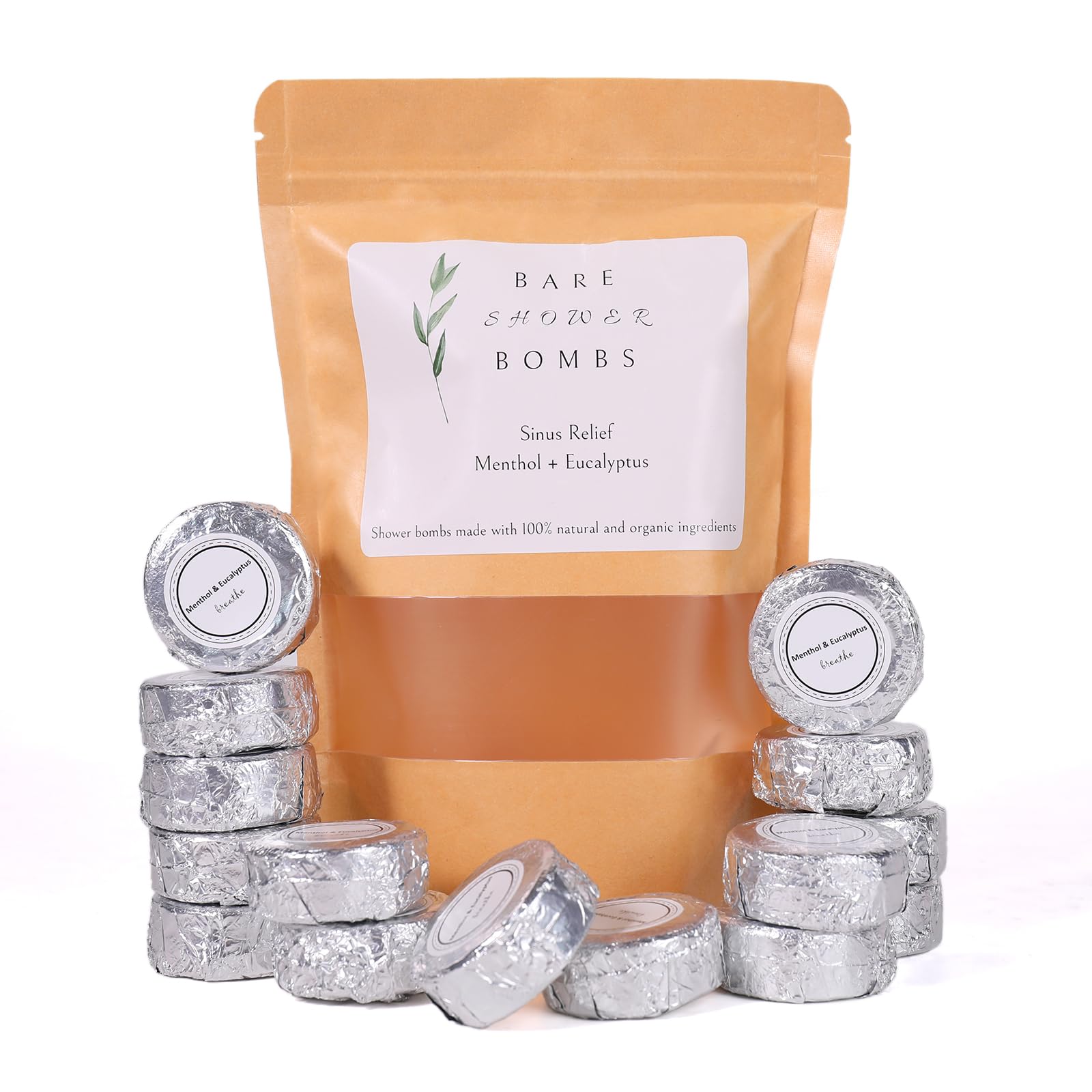 Bare Shower Bombs menthol eucalyptus pack for at-home spa ritual
