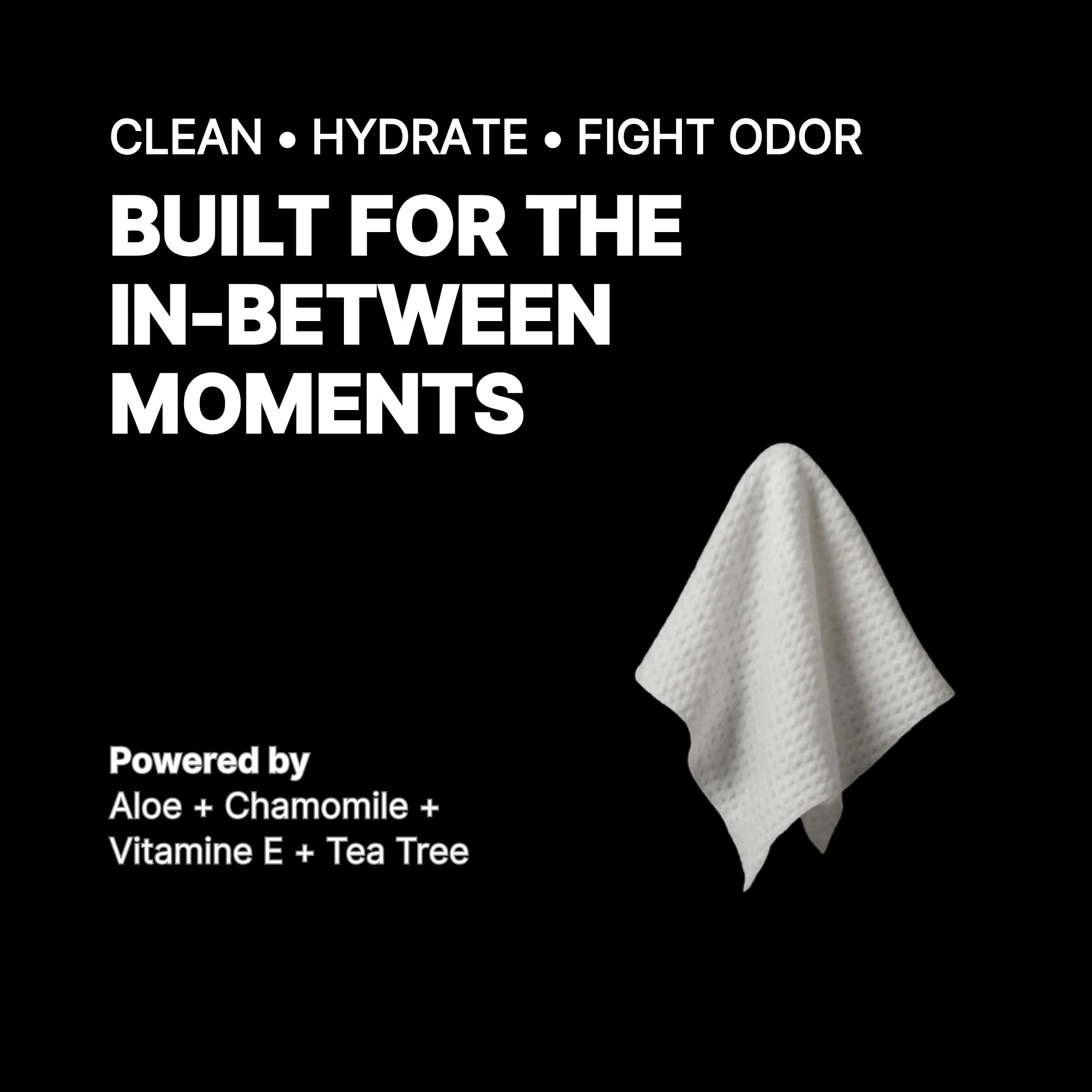 BARE Wipes ingredients tea tree chamomile highlighted for refreshing skin