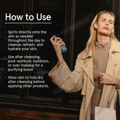 Barefaced Clean Slate Spritz applied to skin for soothing hydration of sensitive areas.
