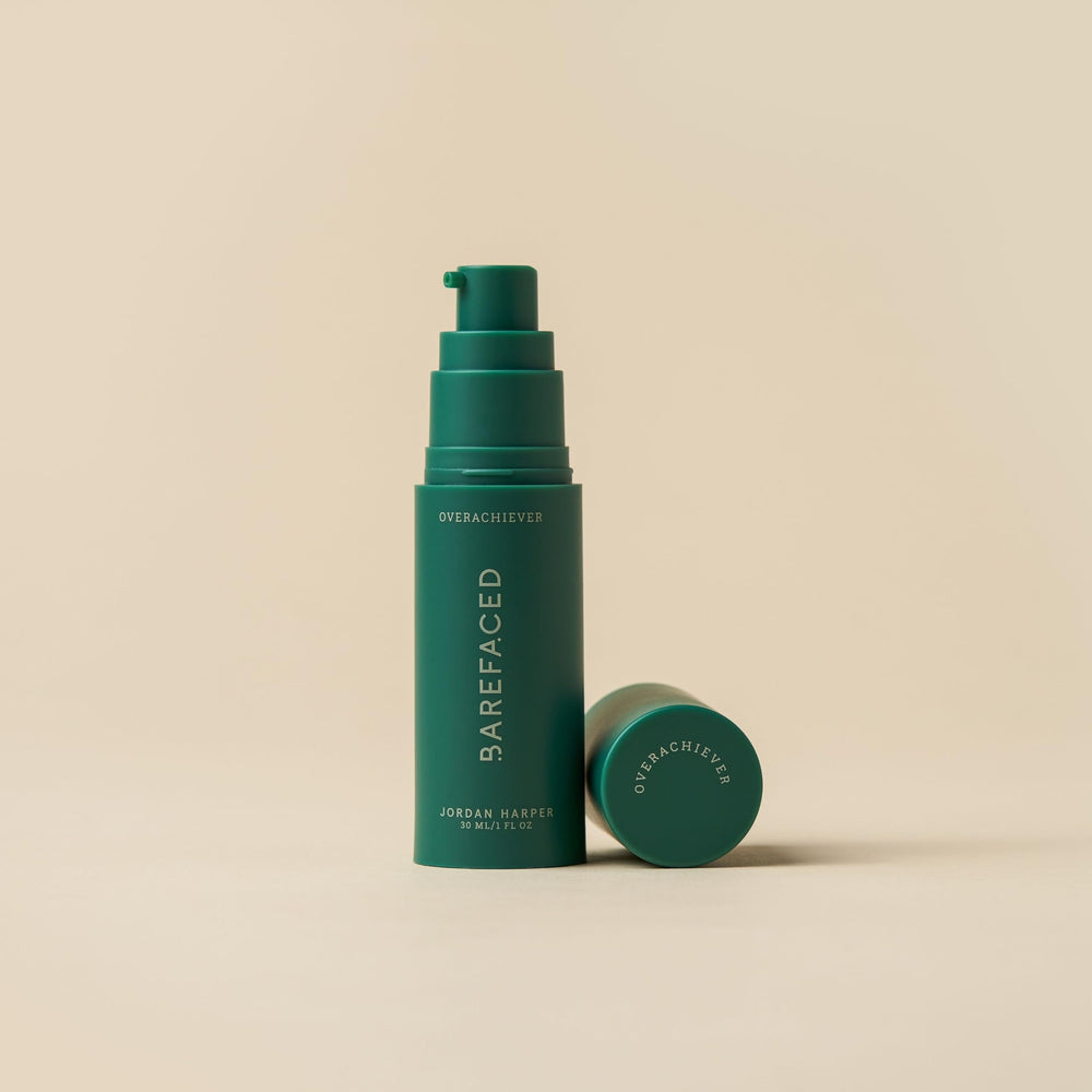 Barefaced Overachiever pump-dispense demonstrates controlled, convenient application for busy mornings.