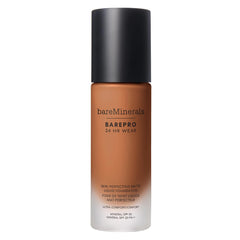 Bareminerals Barepro 24HR bottle close-up highlights durable, long-wear packaging.