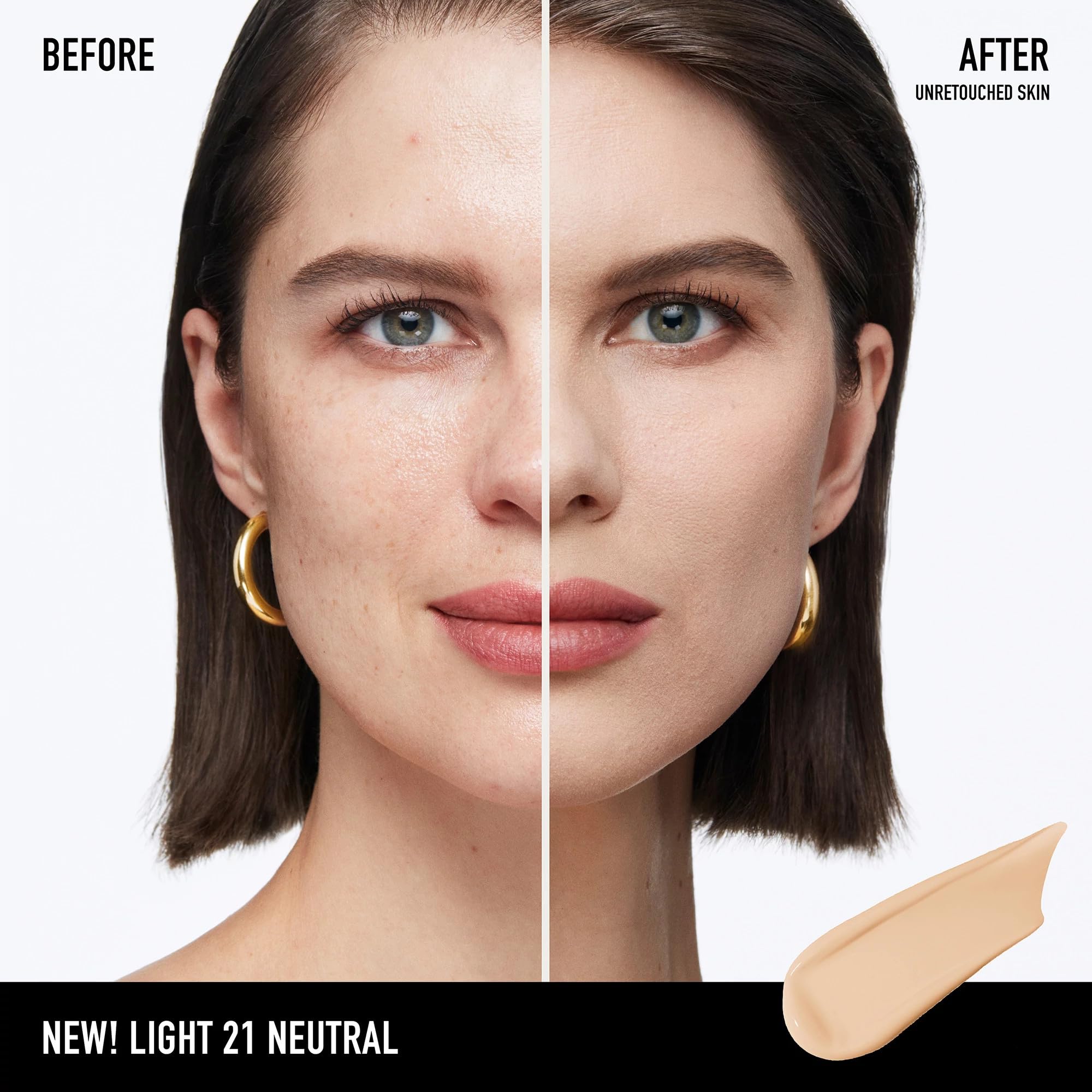 bareminerals Barepro 24HR Wear foundation on face for a matte, natural look.