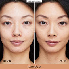 bareMinerals Complexion Rescue Natural Matte Pecan 05 application close-up demonstrates lightweight hydration without heaviness