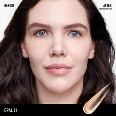 bareMinerals Complexion Rescue texture swatch shows sheer to light coverage.