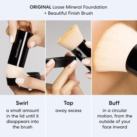bareMinerals foundation shade Golden-Deep-28 evens skin tone with natural glow.