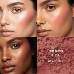 BareMinerals loose powder blush swatch builds color for day-to-night looks.