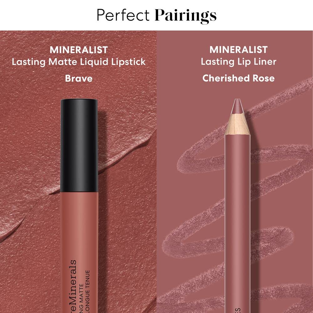 bareMinerals Mineralist lipstick on lips reveals velvet matte finish