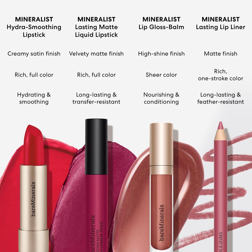 bareMinerals Mineralist lipstick tube detail emphasizes quality and luxurious texture