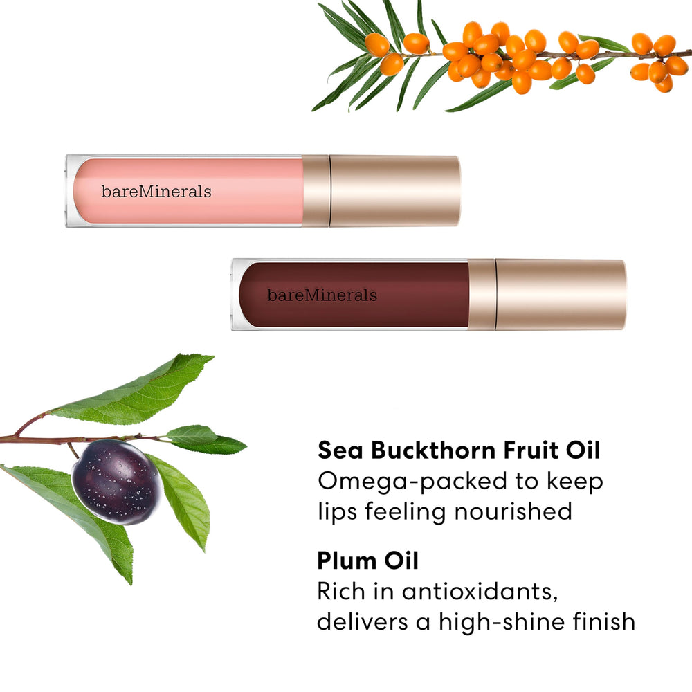bareMinerals Mineralist Lip Gloss-Balm Serenity texture provides smoothing hydration on lips.