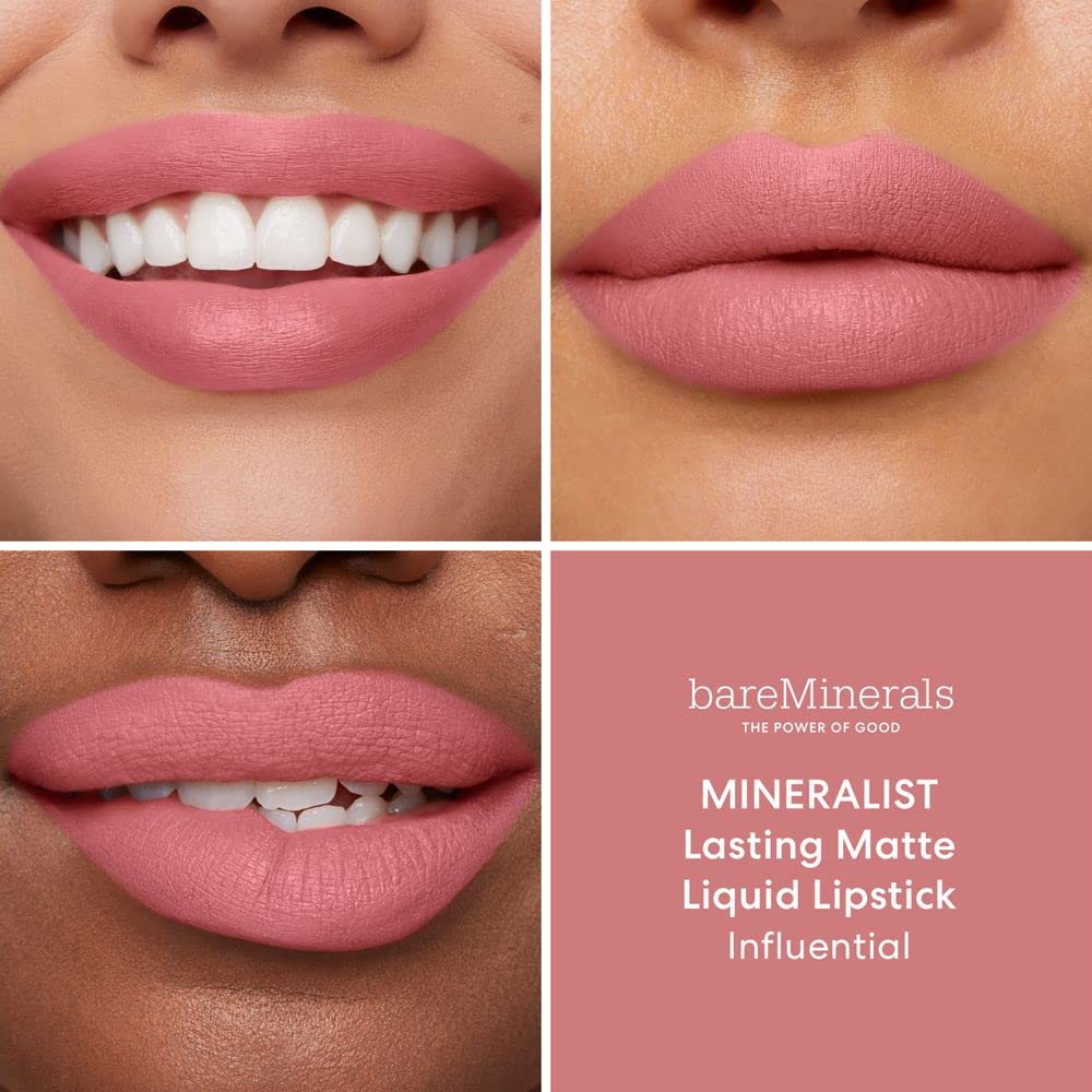 bareMinerals Mineralist velvet matte swatch shows lightweight, non-drying pigment
