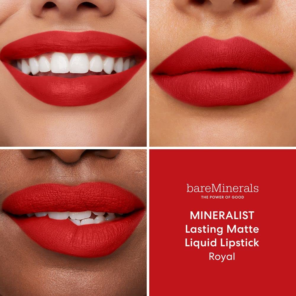 bareMinerals Mineralist transfer-resistant wear close-up illustrates long-lasting color.