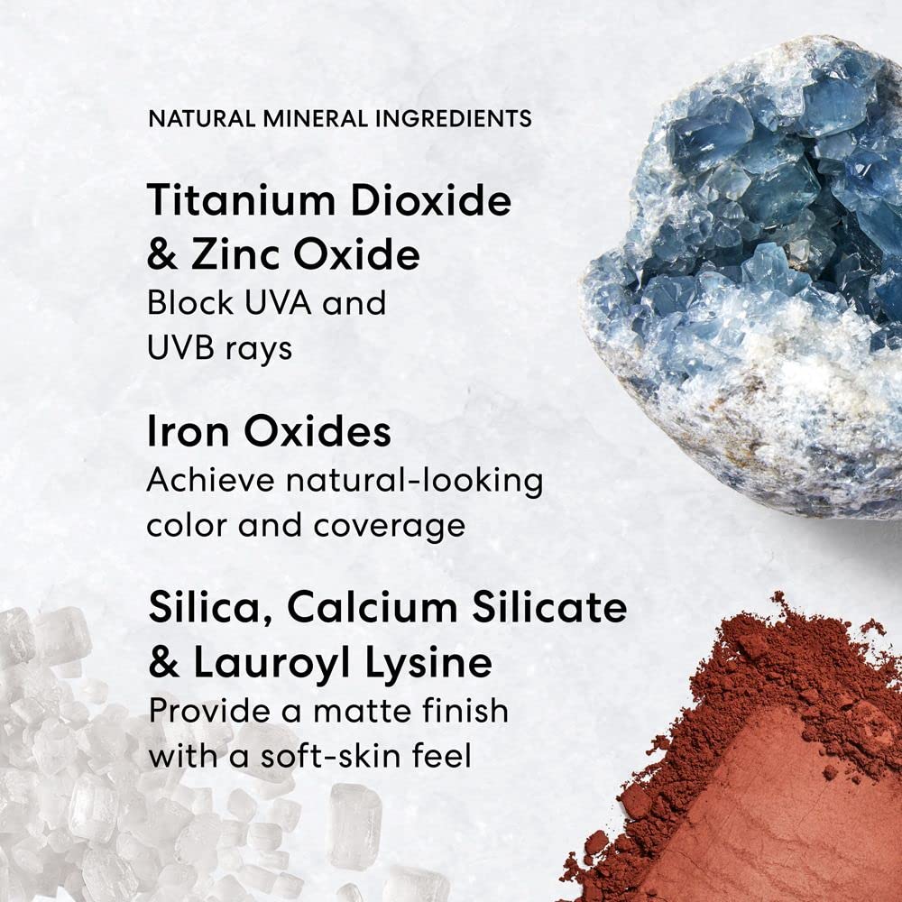 BareMinerals powder texture on brush shows easy light application.