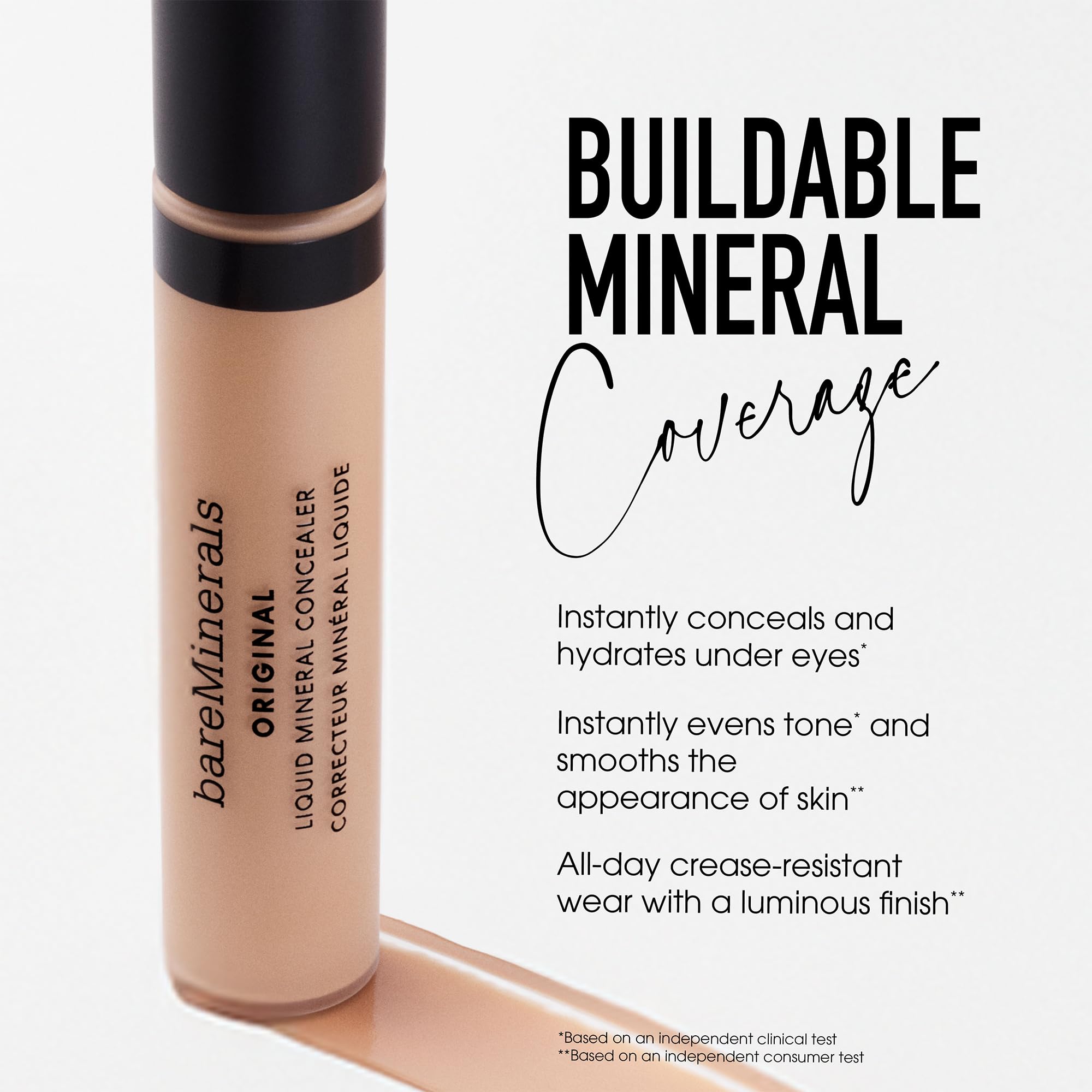 bareMinerals Original Liquid Concealer under-eye application for smoother, more awake-looking skin.