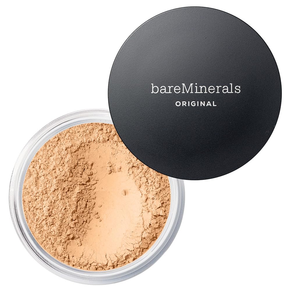bareMinerals Original Loose Foundation jar shows lightweight, luminous coverage.