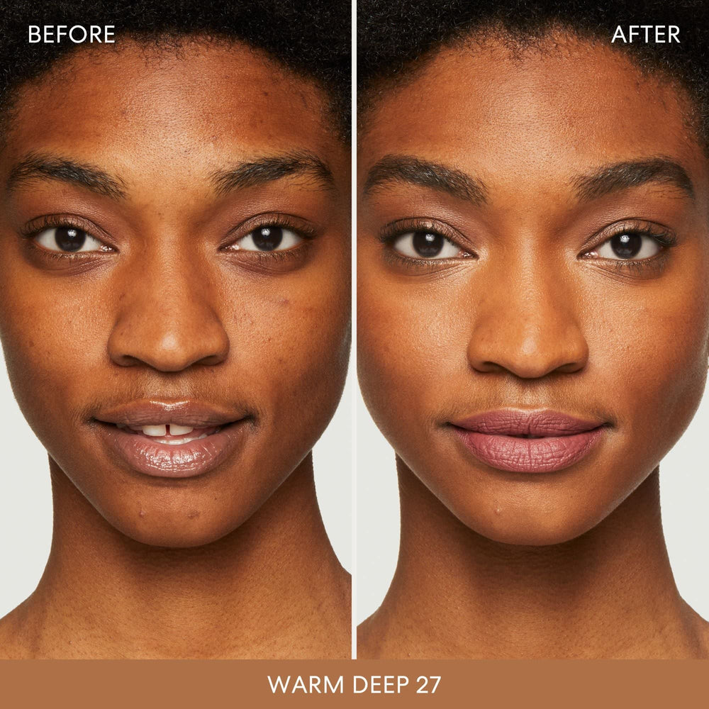 BareMinerals swatch on skin displaying warm-deep shade suitability.