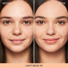 BareMinerals Original Matte Foundation swatch in 09 Light Beige reveals warm-neutral shade