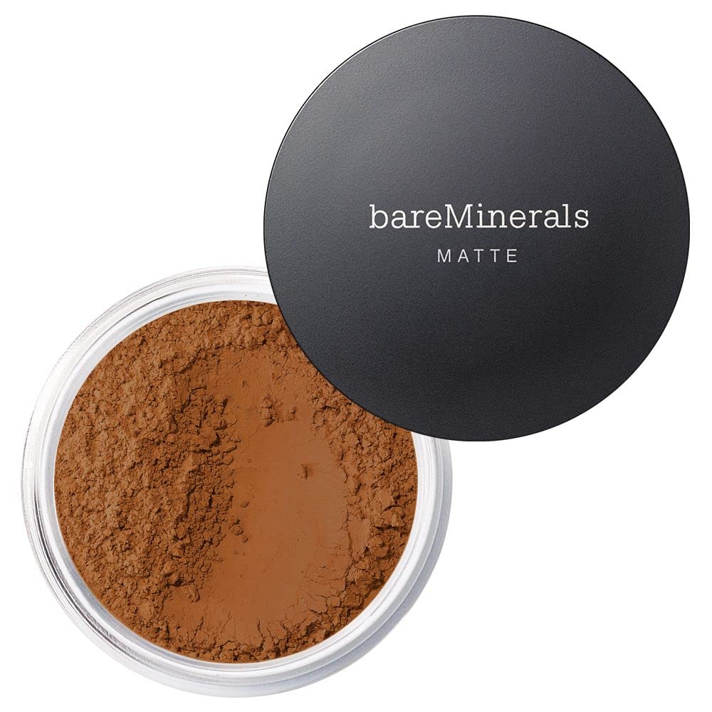 BareMinerals Original Matte Foundation jar with powder texture showing shine-free finish