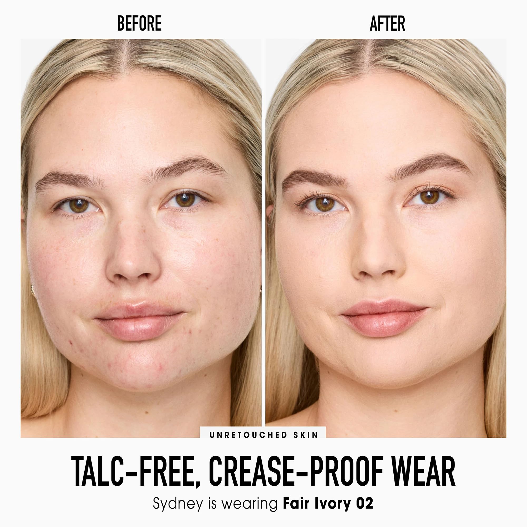 bareMinerals Original pressed foundation application with brush — easy blend.