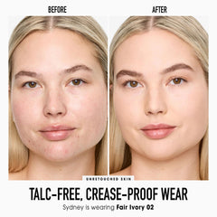 bareMinerals Original pressed foundation application with brush — easy blend.