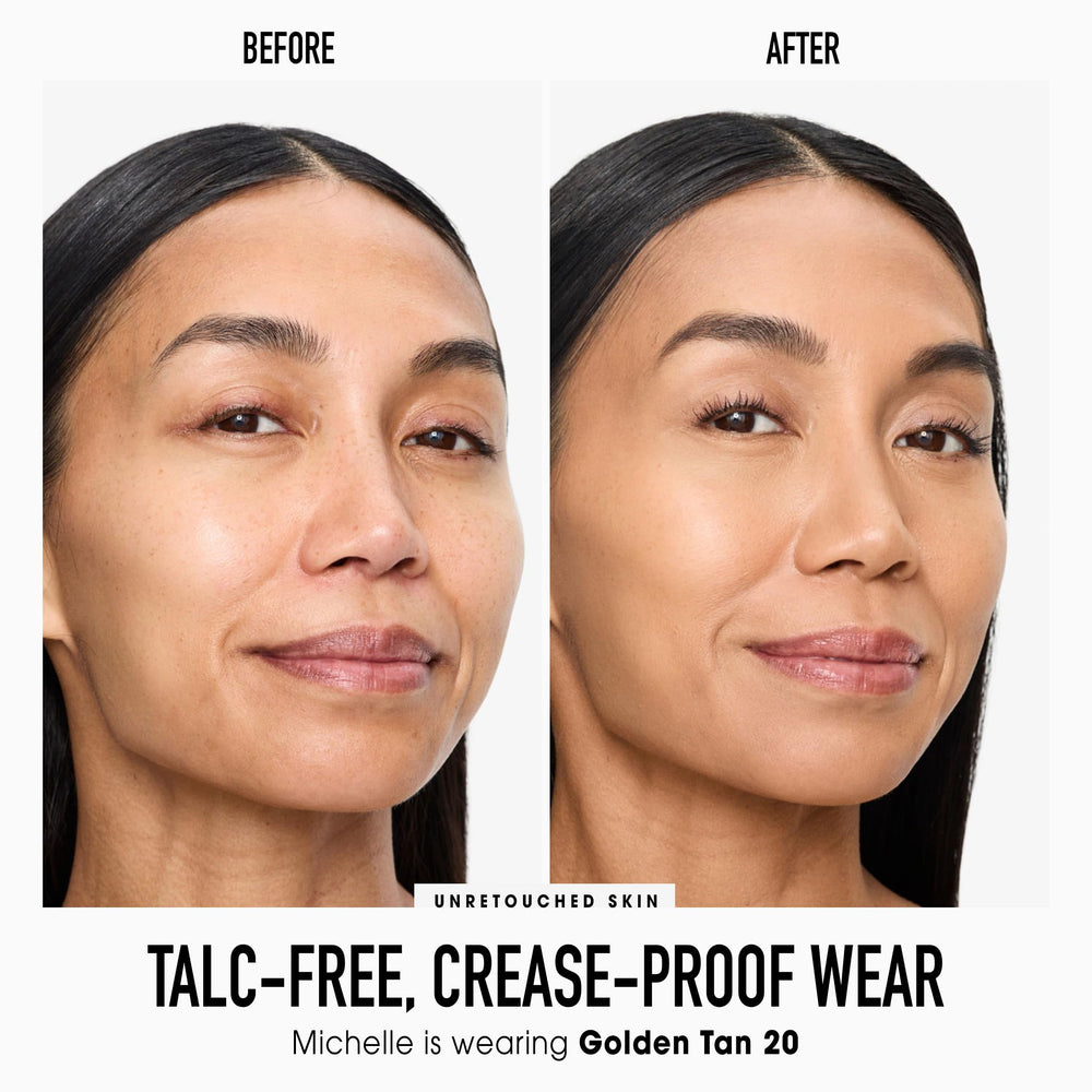Close-up of texture highlighting talc-free mineral formula for smooth skin.