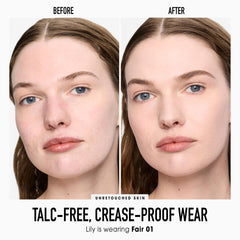 BareMinerals Original pressed powder texture closeup reveals a smooth, breathable finish.