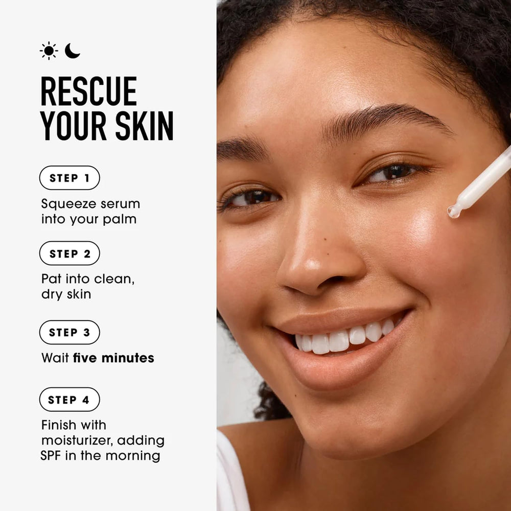 Night routine scene with bareMinerals Skin Rescue Serum
