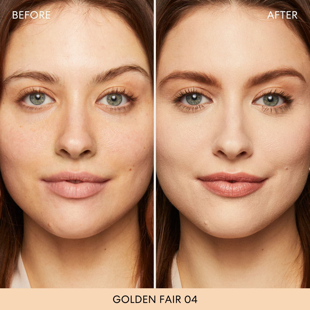 bareMinerals SPF15 powder swatch showing buildable coverage