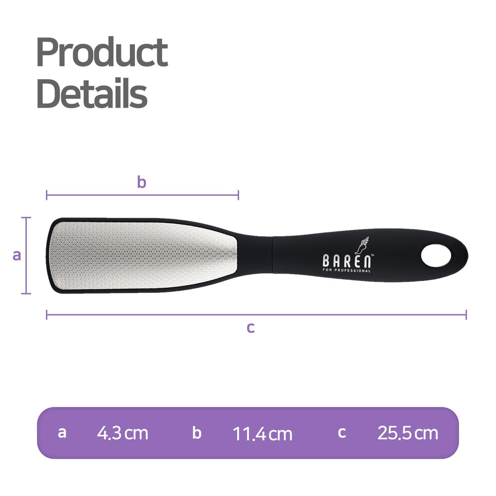 Baren foot file in a home pedicure setup inspired by salon routines.