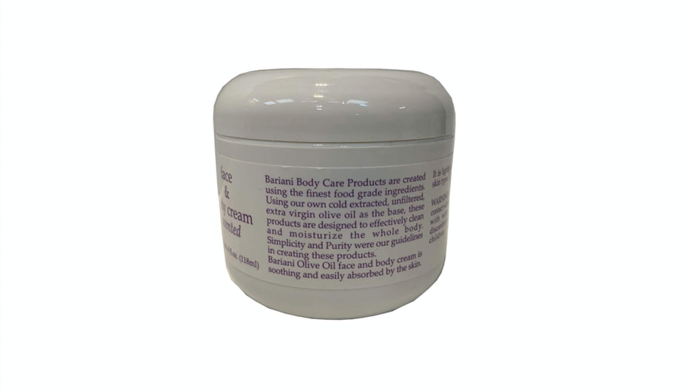 Bariani olive oil cream ingredients label emphasizes food-grade simplicity