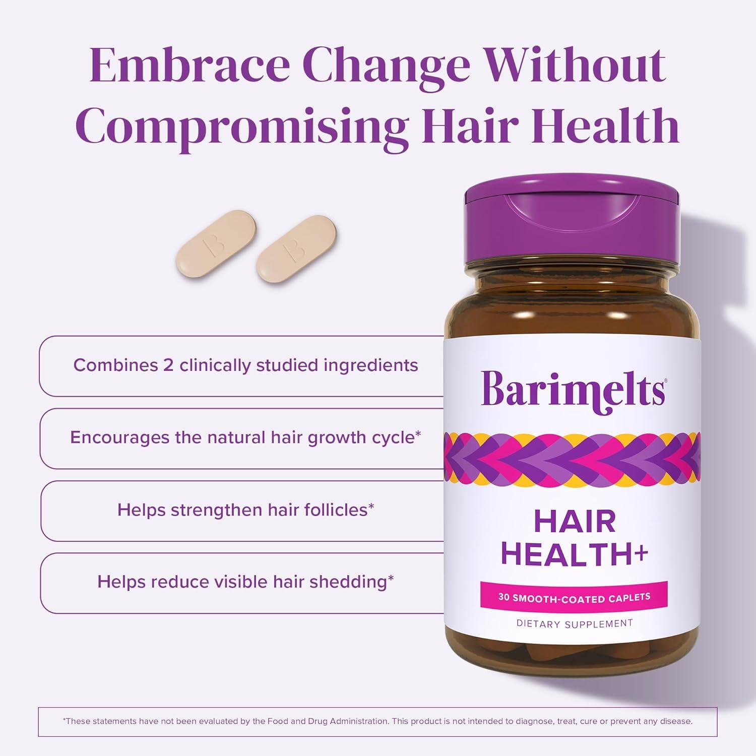Barimelts Hair Health+ with AnaGain Nu supports healthy roots and follicle nourishment.