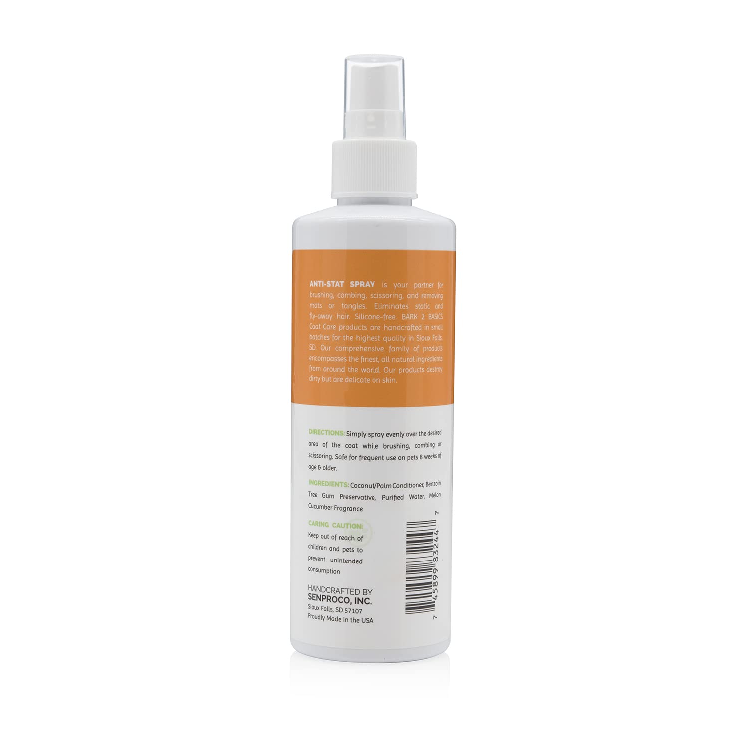 Bark2Basics Anti Stat spray on coat demonstrates quick detangling and static elimination.
