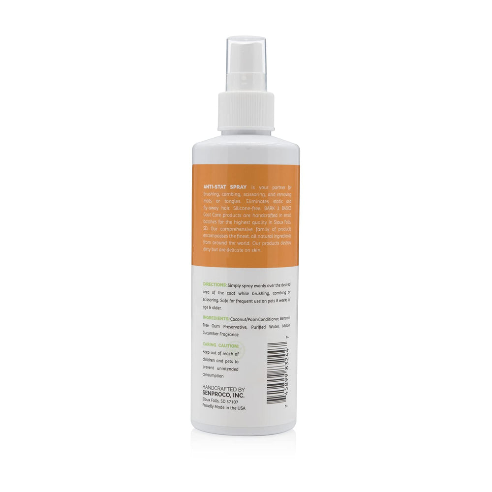 Bark2Basics Anti Stat spray on coat demonstrates quick detangling and static elimination.