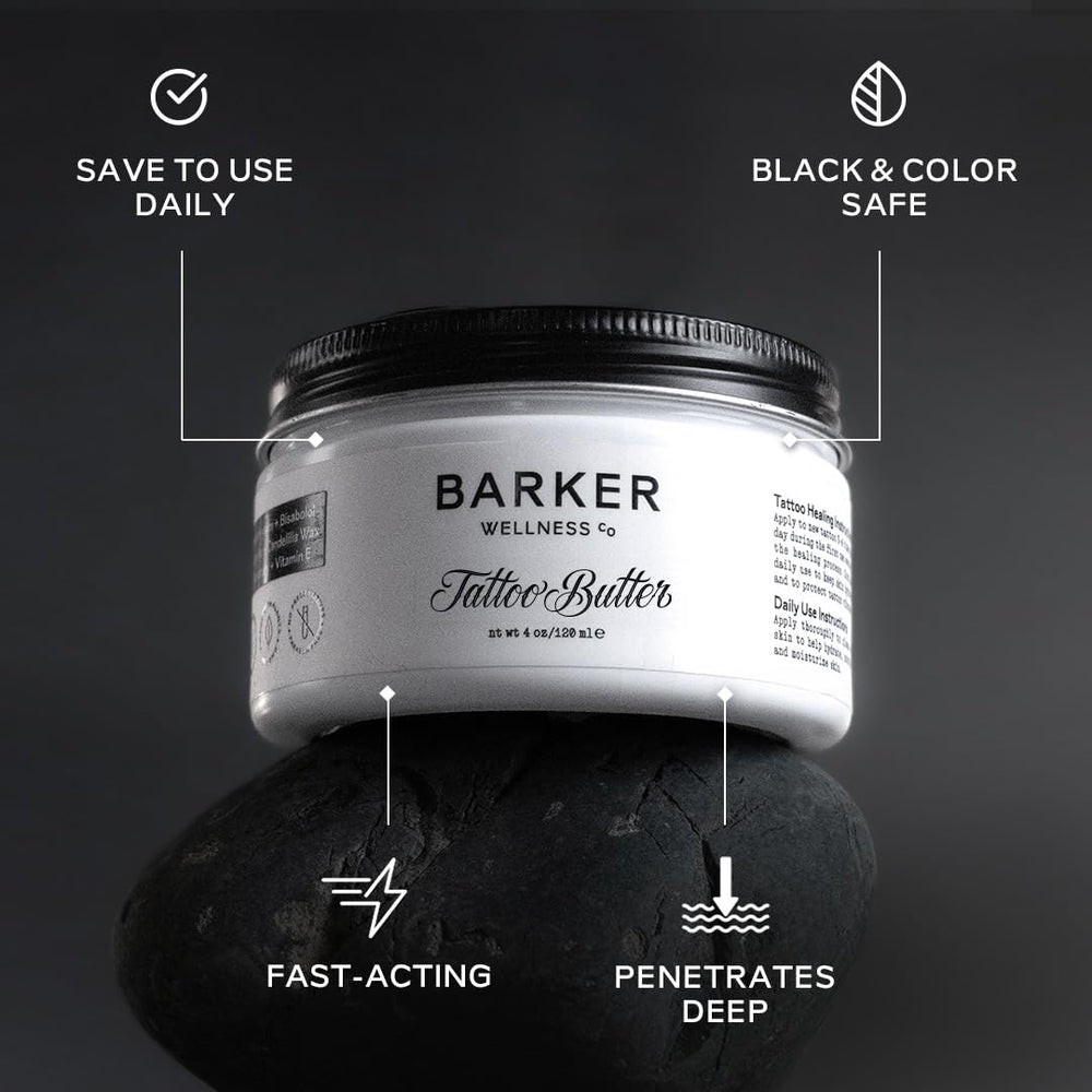 Barker Wellness Tattoo Butter whipped texture on skin absorbs quickly with a light feel