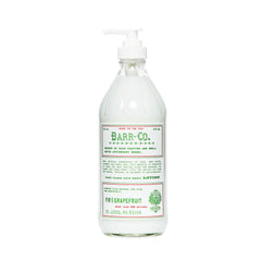 BARR-CO Fir & Grapefruit lotion bottle on display, signaling eco-friendly packaging