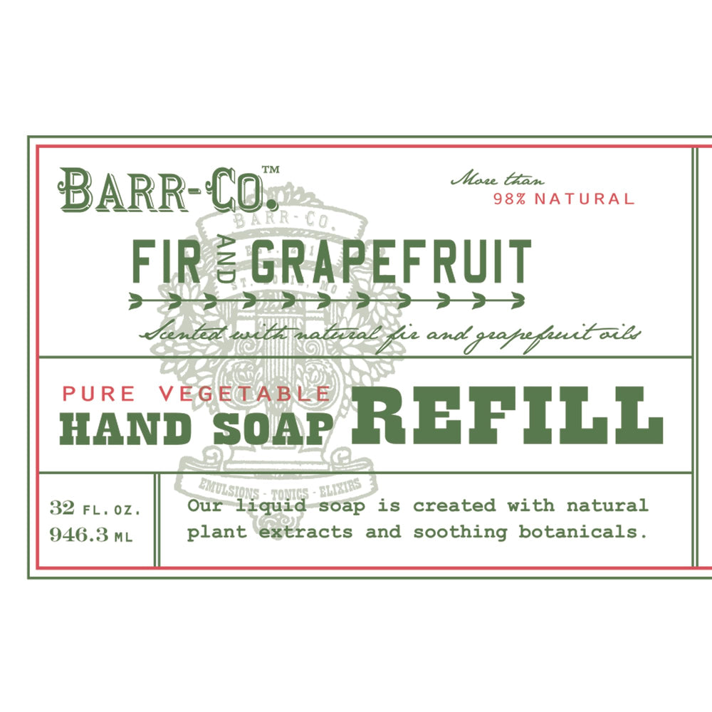 BARR-CO hand soap refill 32oz packaging offers long-lasting value for busy households.