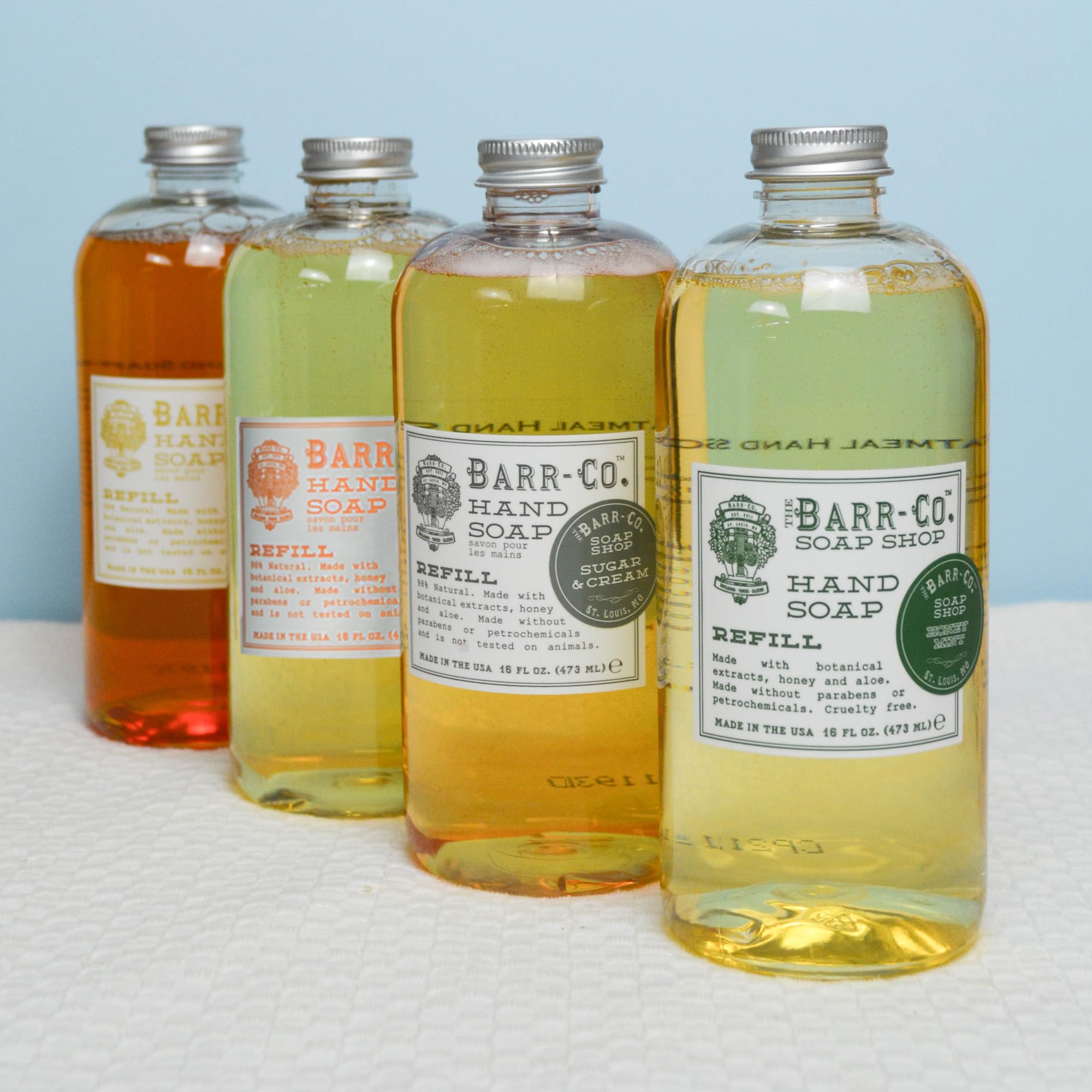 Colloidal oatmeal hint visible in Barr-Co Honey Mint refill