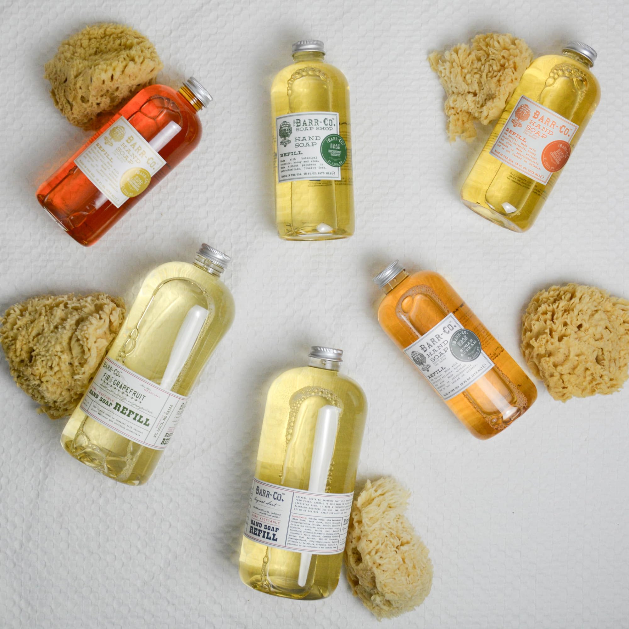 Shea butter and botanicals highlighted on Barr-Co refill ingredients