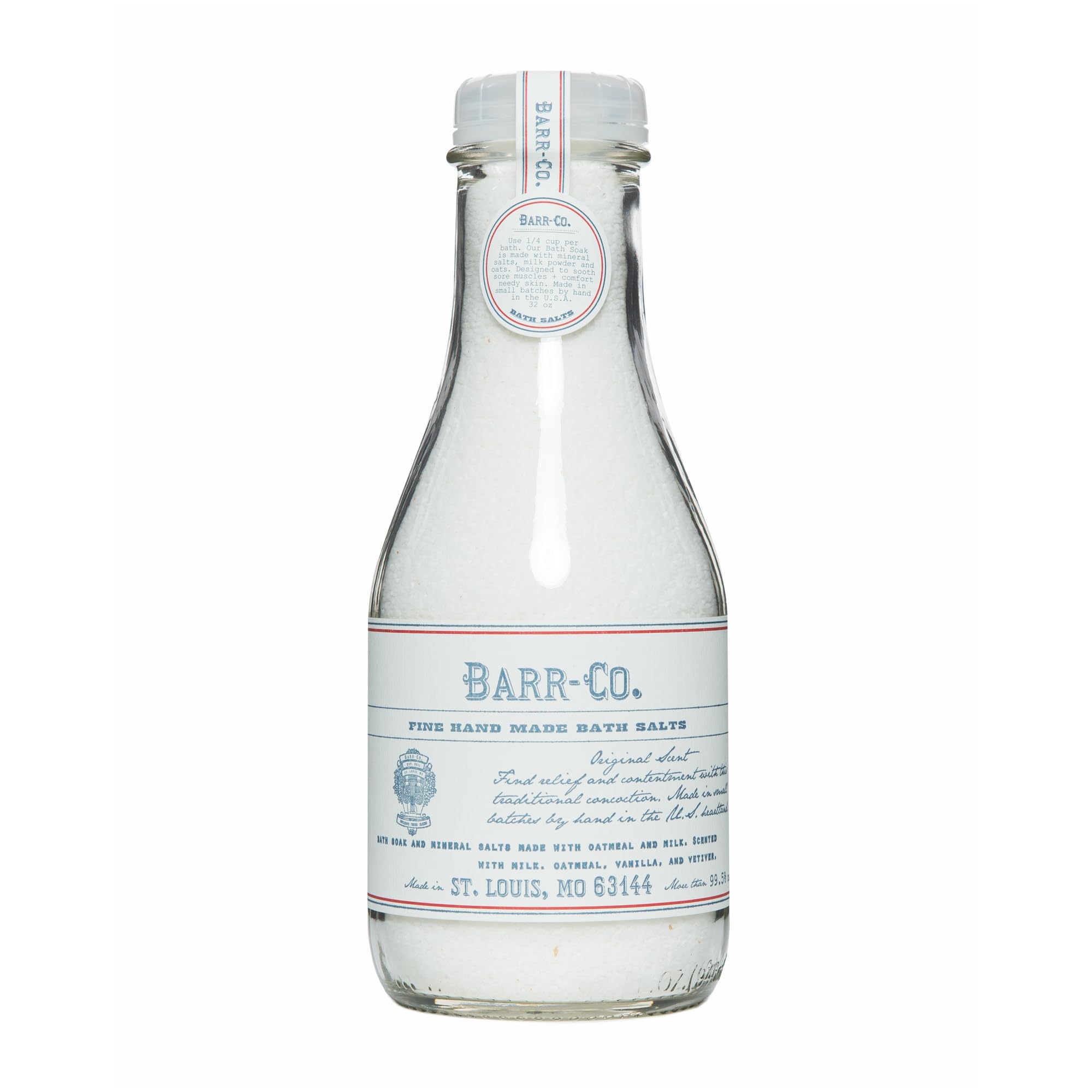 Barr-Co Original Scent bath salts jar shown for relaxing baths.