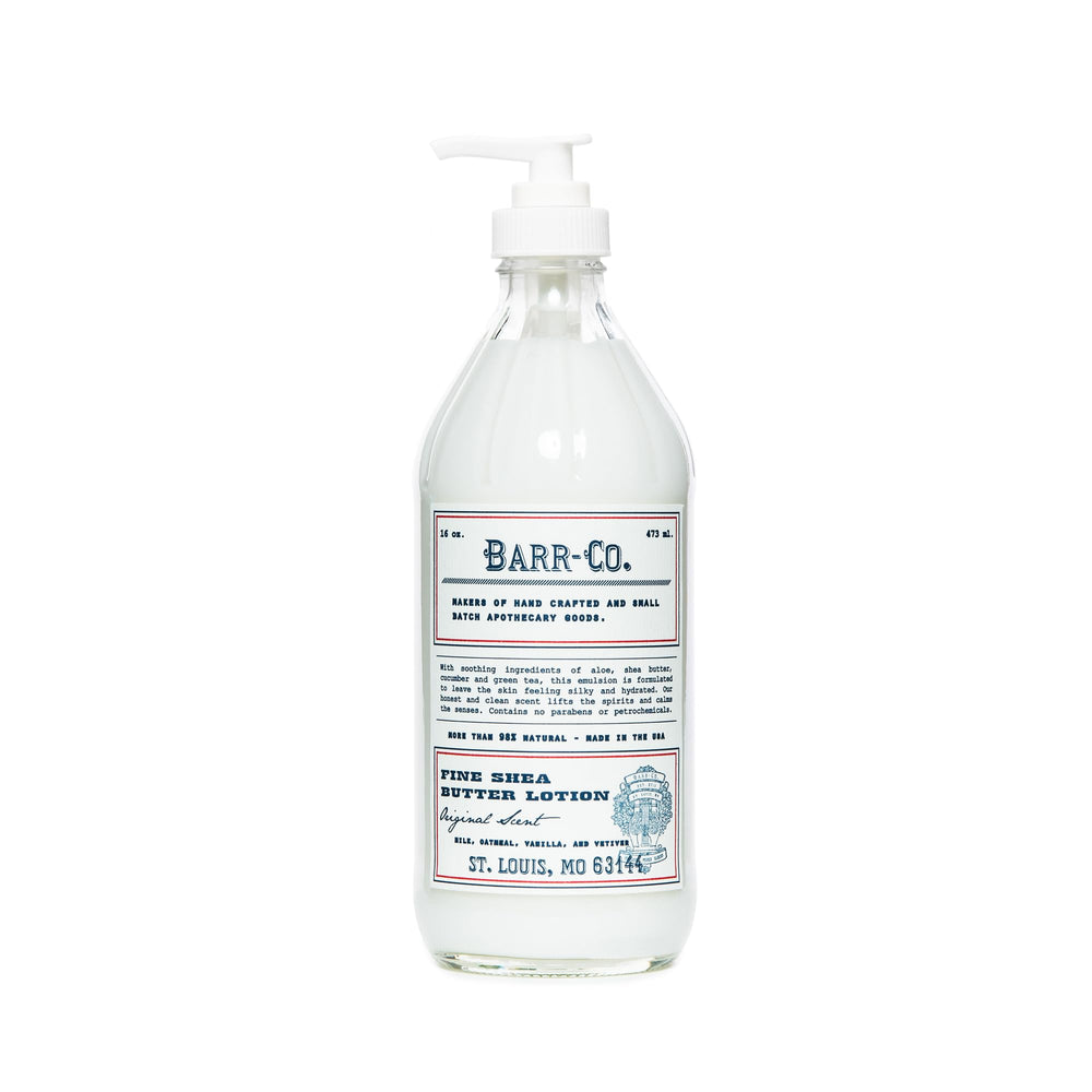 BARR-CO Original Scent Lotion bottle front, calming hydration for sensitive skin