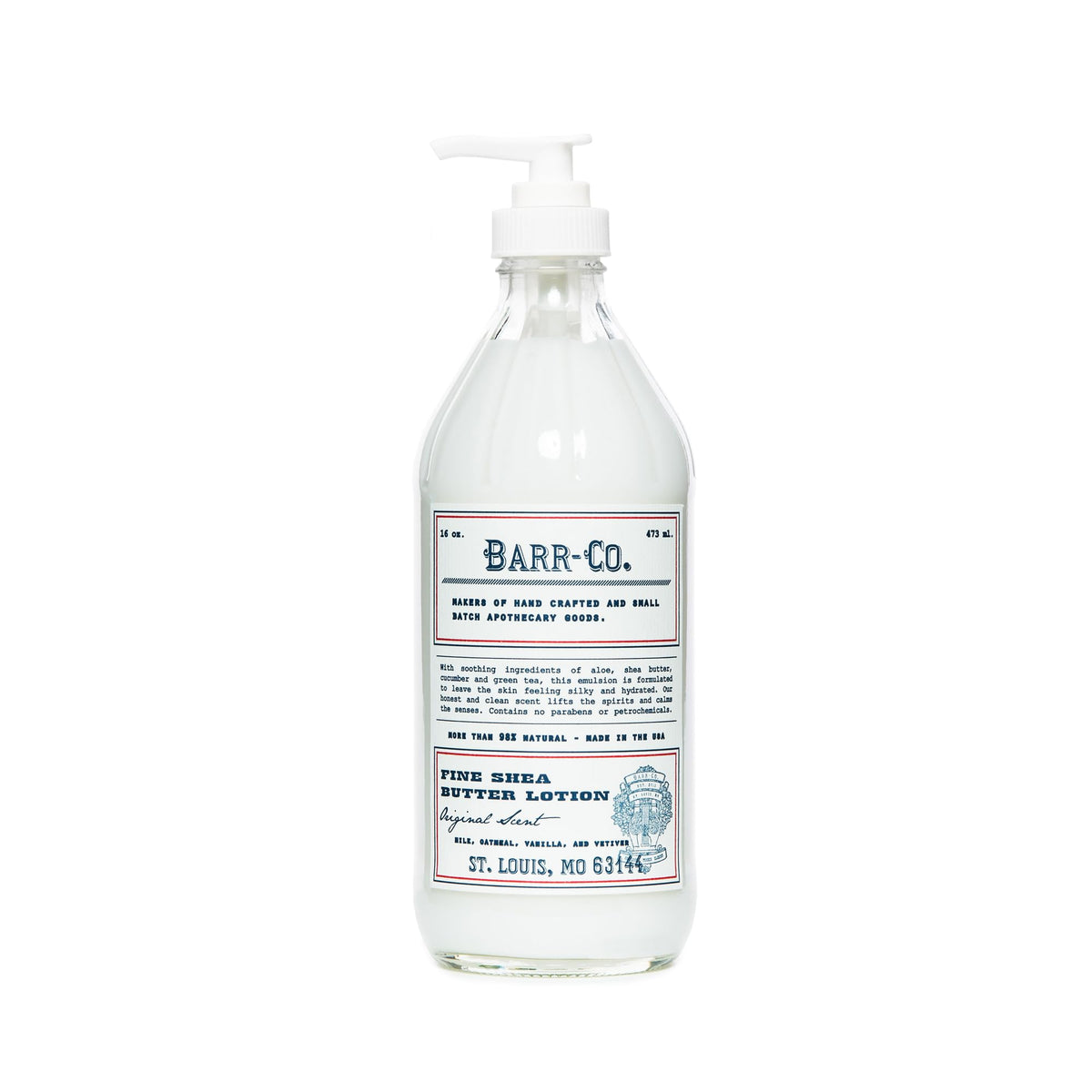 BARR-CO Original Scent Lotion bottle front, calming hydration for sensitive skin