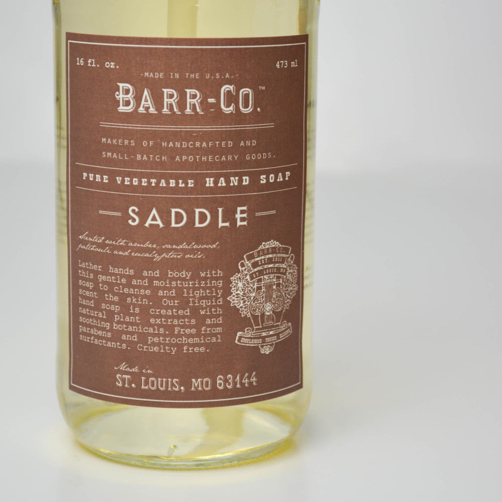 BARR-CO Saddle Hand Soap on kitchen counter ideal for post-meal handwashing